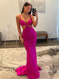 Mermaid Spaghetti Straps Magenta Sparkly Long Prom Dress lpk805|Selinadress