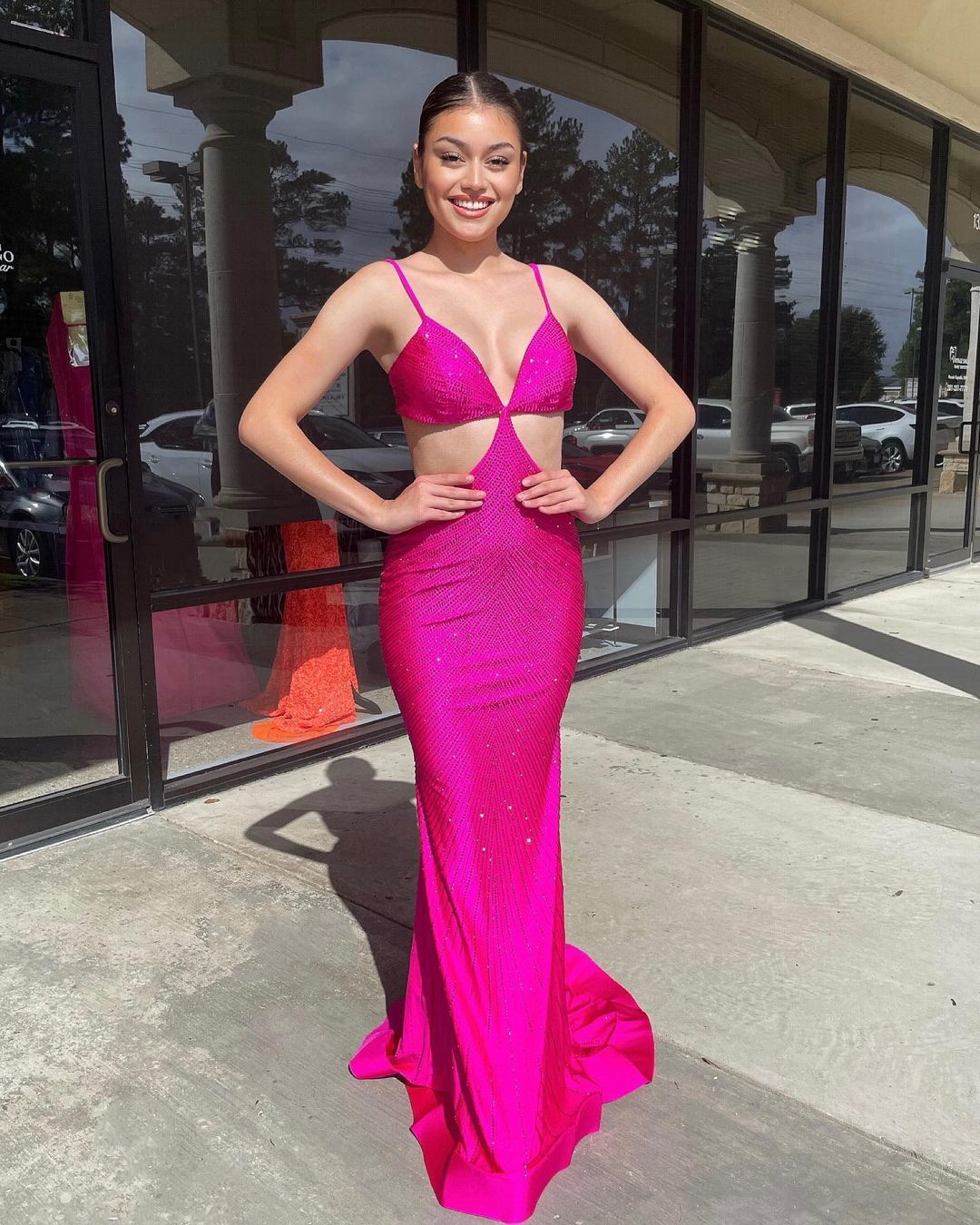 Mermaid Spaghetti Straps Magenta Sparkly Long Prom Dress lpk805 SELINADRESS Mermaid Spaghetti Straps Magenta Sparkly Long Prom Dress lpk805 SELINADRESS