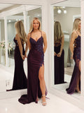Mermaid Spaghetti Straps Royal Blue Long Prom Dress Rhinestone Evening Dress LPK173|Selinadress