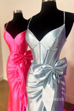 Mermaid Spaghetti Straps Satin Prom Dress With Bow lpk591|Selinadress