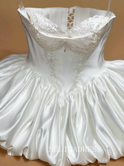 Bubble Skirt Wedding Dress Mini Wedding Dress Bridal Dress with Short Lace Veil  # PHJ002