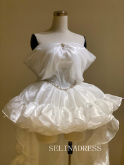 White Organza Dress Homecoming Dress Prom Dress Corset Dress # PHJ003