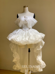 White Organza Dress Homecoming Dress Prom Dress Corset Dress # PHJ003