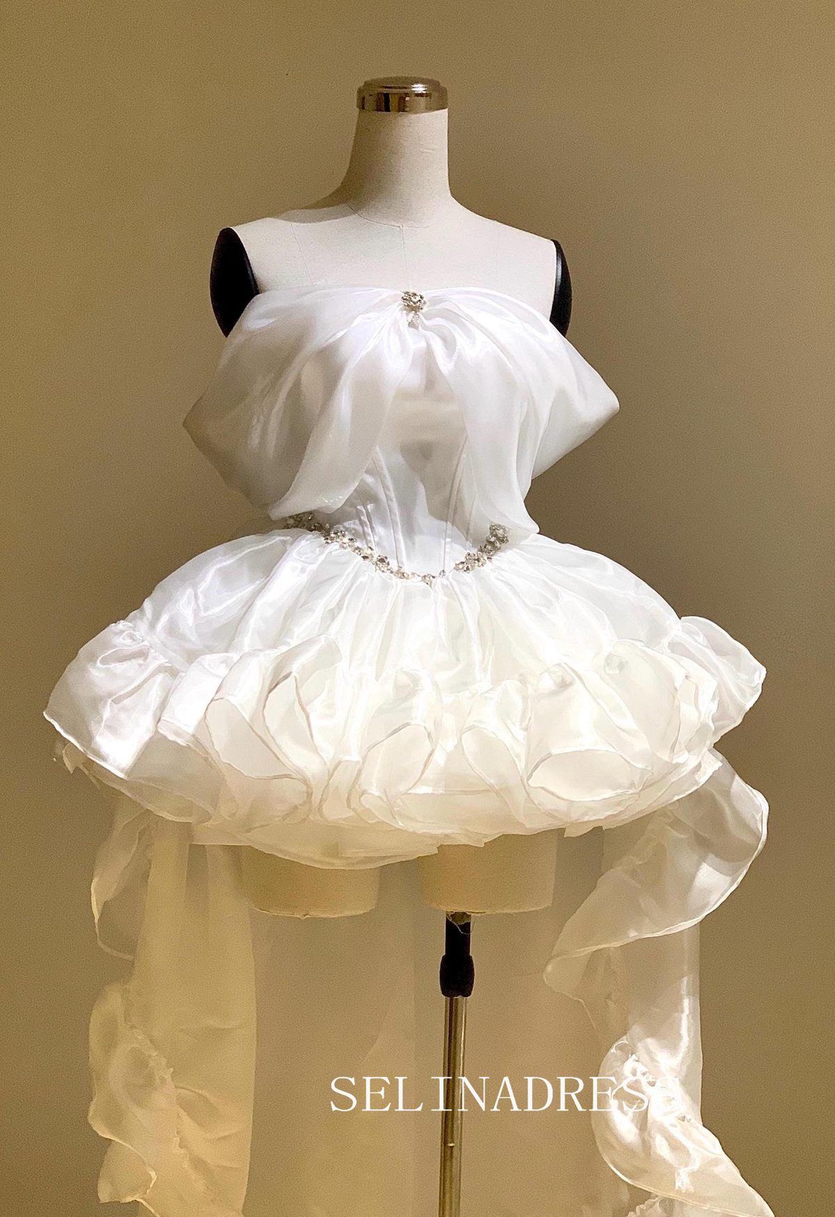 White Organza Dress Homecoming Dress Prom Dress Corset Dress # PHJ003