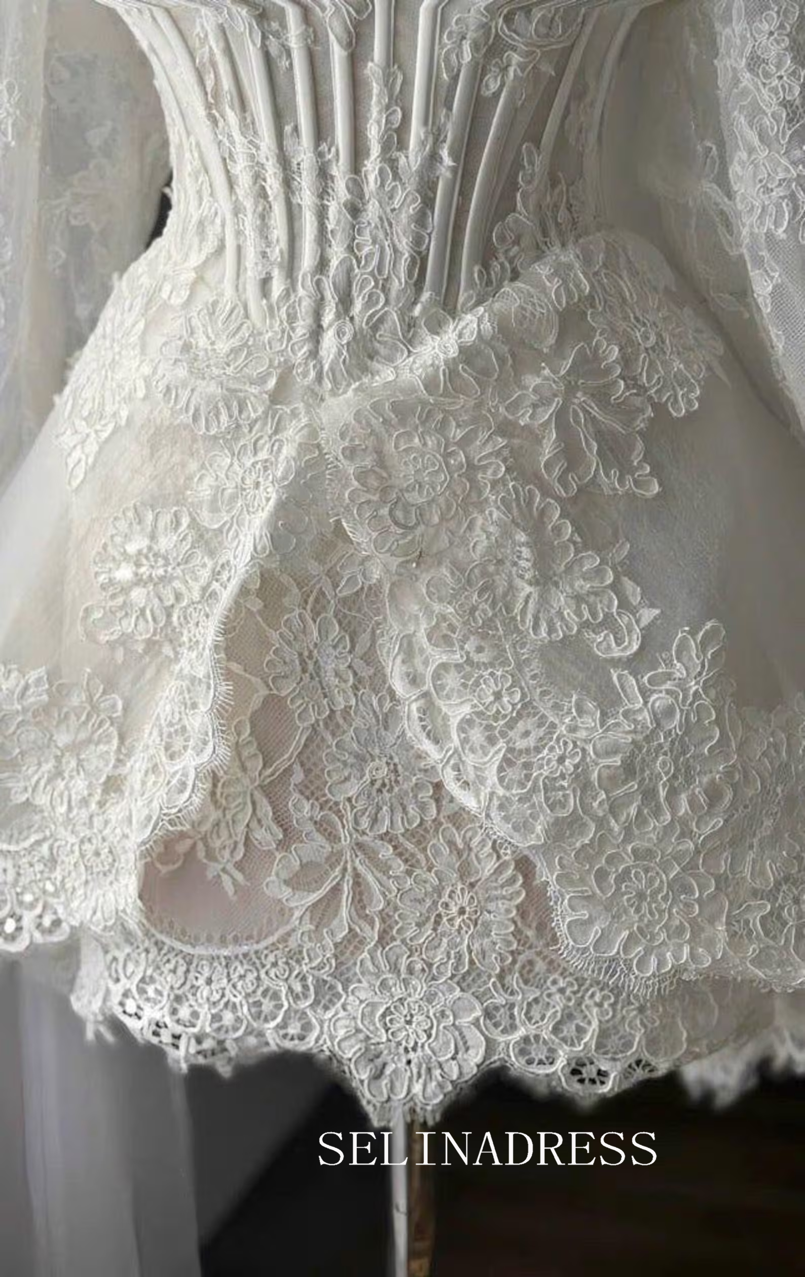 lace bridal reception dress Mini Lace Bridal Short Bridal Shower Dresses For... From Fashion_google, Rs.10,865.54