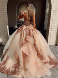 A-line Sweetheart Applique Long Prom Dresses Quinceanera Dress CBD541|Selinadress