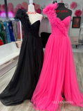 Princess Ruffled One Shoulder A-Line Tulle Prom Dress lpk569|Selinadress