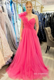 Princess Ruffled One Shoulder A-Line Tulle Prom Dress lpk569|Selinadress