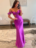 Ruffle Straps Fuchsia Rosette Side Cutouts Prom Dress lpk562|Selinadress