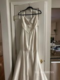 Rustic Mermaid Spaghetti Straps Back Bow Satin Wedding Dress lpk915|Selinadress