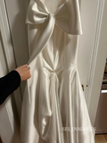 Rustic Mermaid Spaghetti Straps Back Bow Satin Wedding Dress lpk915|Selinadress