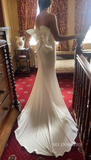 Rustic Mermaid Sweetheart Back Bow Satin Wedding Dress lpk916|Selinadress