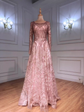 High Quality Long Sleeve luxury Prom Dress Dubai Evening Formal Gown SC036