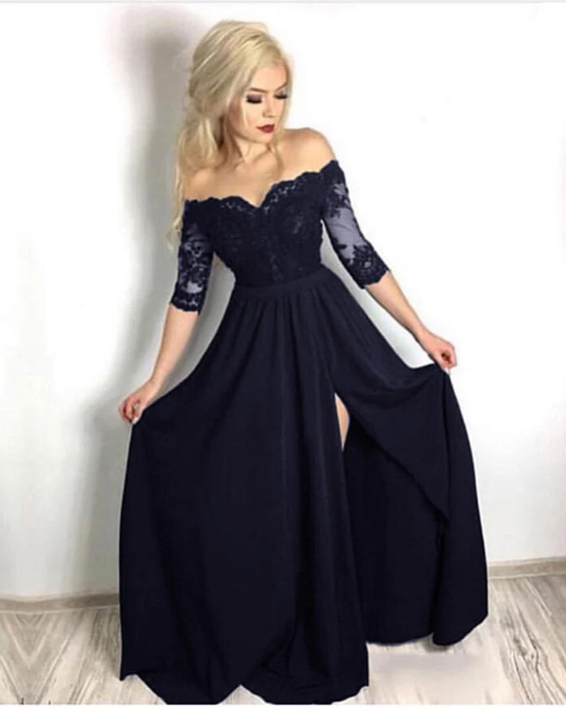 Maroon Off Shoulder Half Sleeve Burgundy Lace Long Prom Dresses Evenin SELINADRESS Maroon Off Shoulder Half Sleeve Burgundy Lace Long Prom Dresses Evenin SELINADRESS