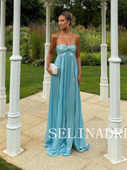 Strapless Cheap Long Prom Dress Elegant Blue Evening Dresses REN016|Selinadress