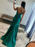 Straps Satin Mermaid Long Prom Dress with Slit lpk809|Selinadress