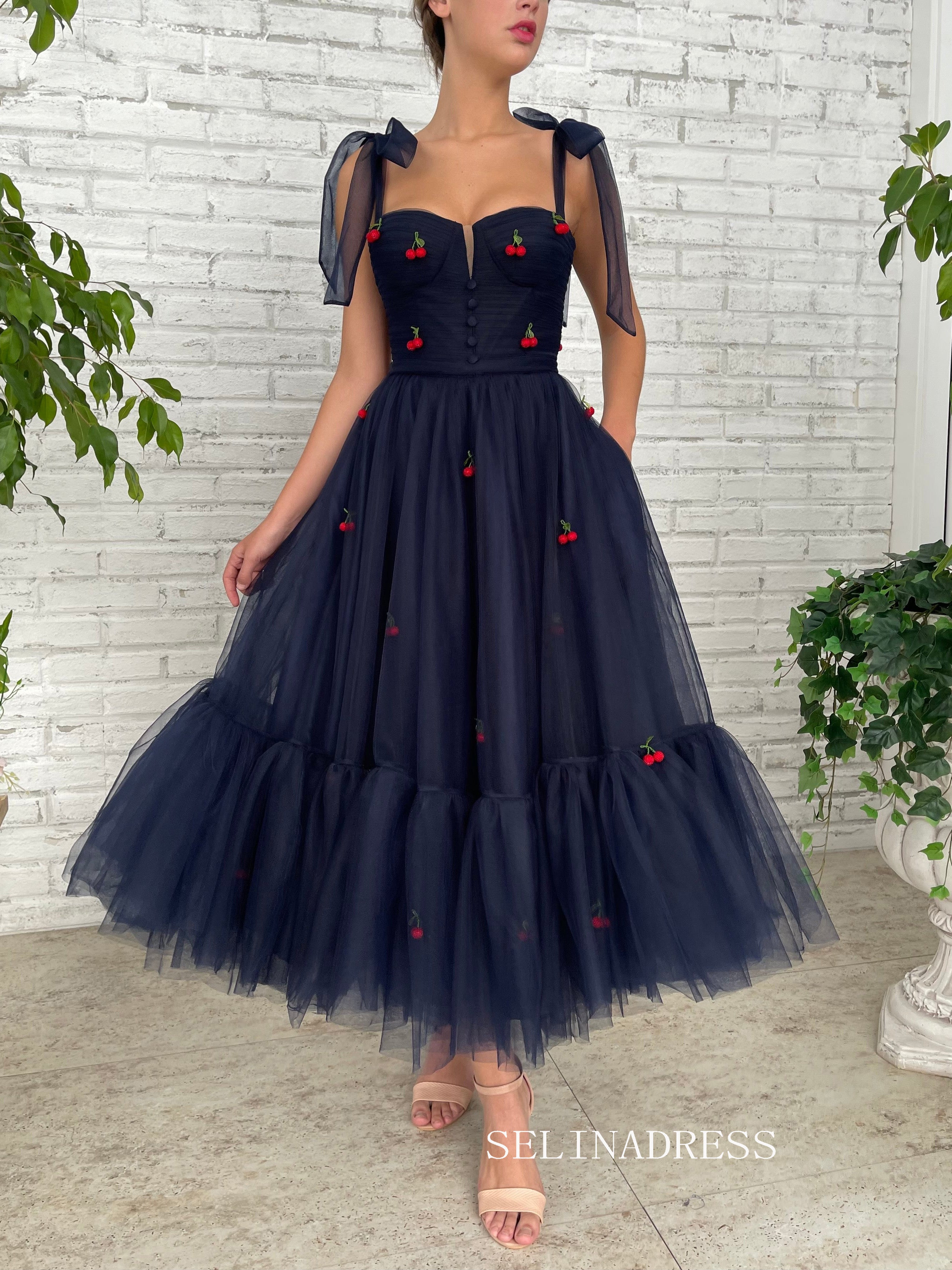 A-line Tea Length Prom Dresses Mirage Cherry Dress TUN001|Selinadress