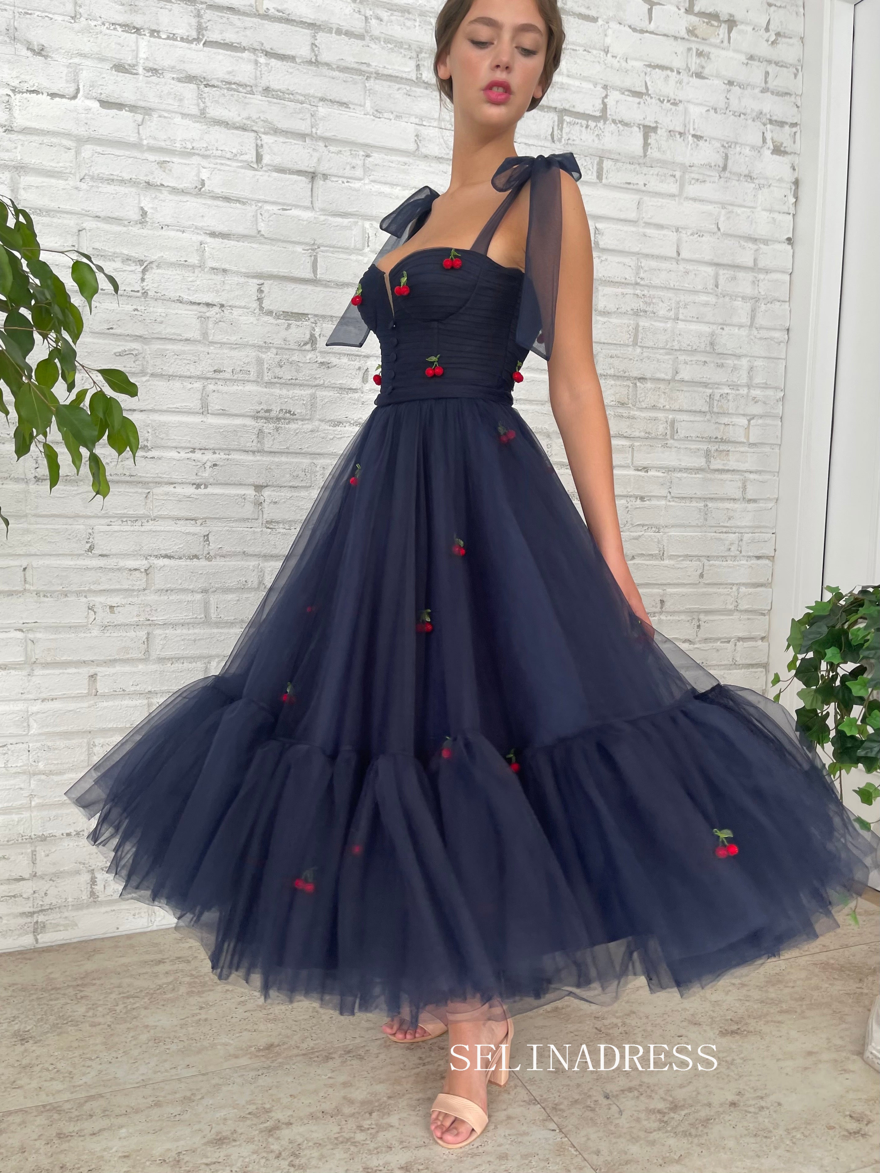 A-line Tea Length Prom Dresses Mirage Cherry Dress TUN001|Selinadress