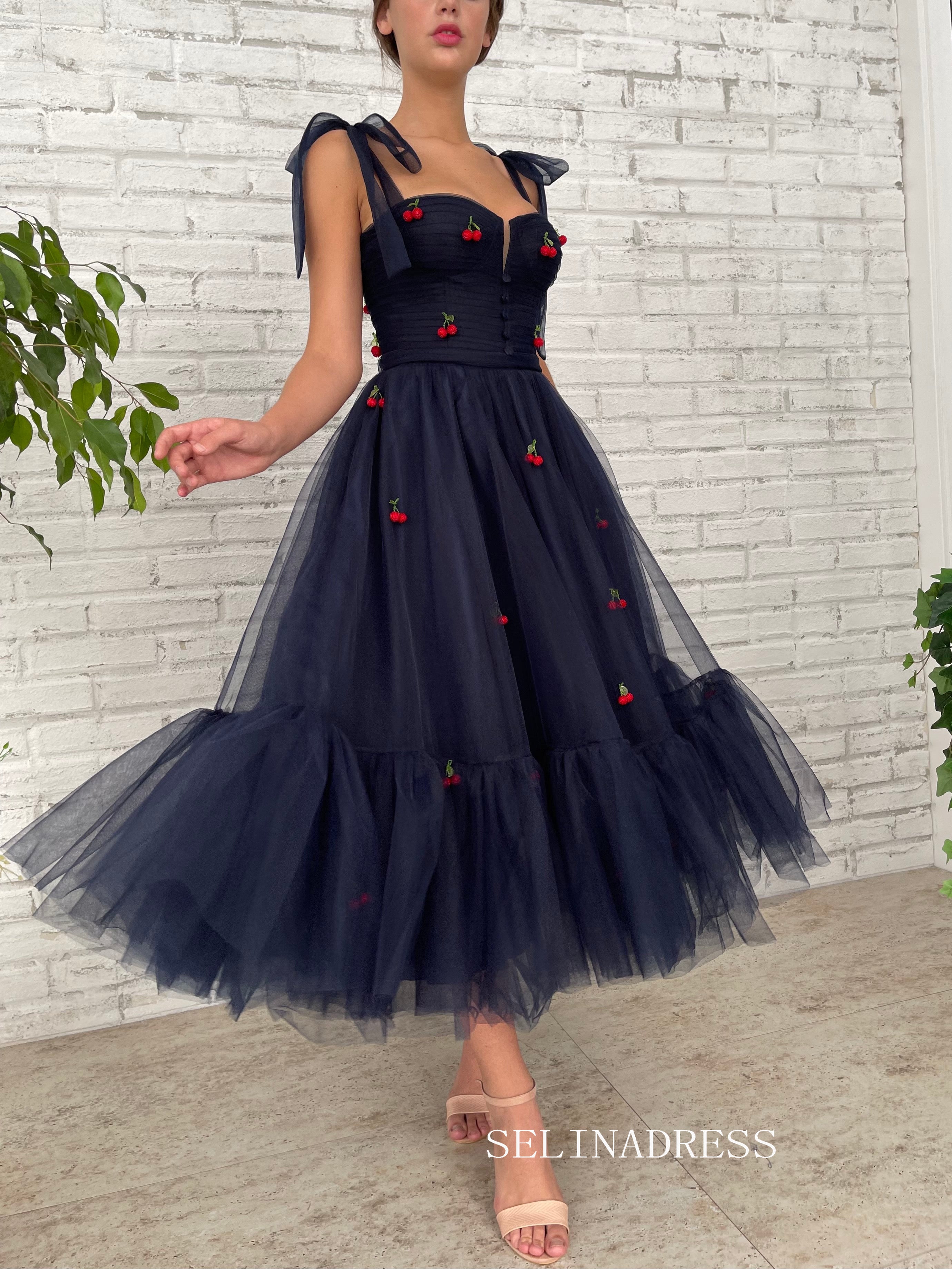 A-line Tea Length Prom Dresses Mirage Cherry Dress TUN001|Selinadress