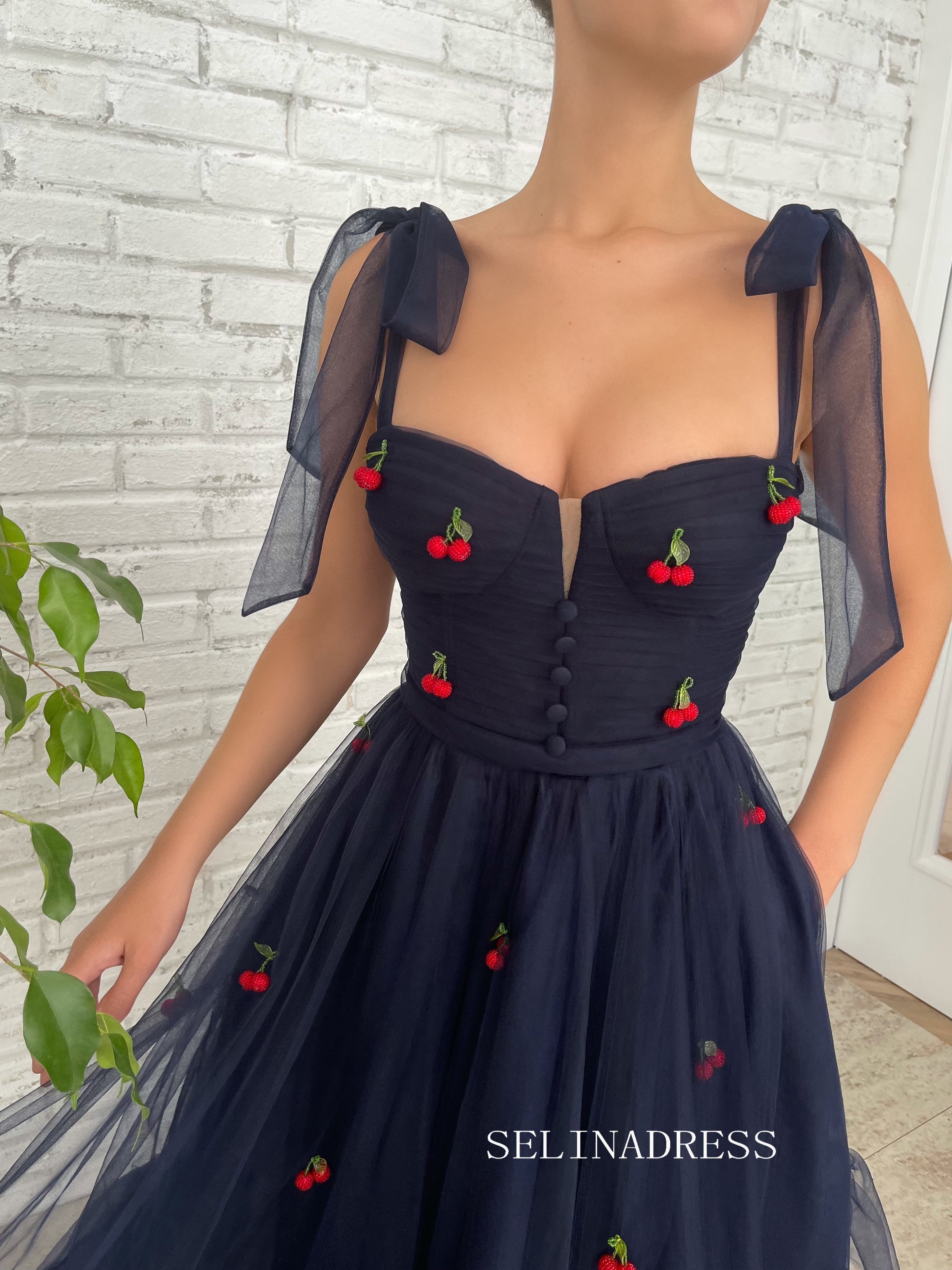 A-line Tea Length Prom Dresses Mirage Cherry Dress TUN001|Selinadress
