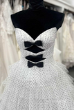 White Strapless Swiss Dot Layered Long Prom Dress lpk577|Selinadress