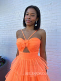 A-line Ball Gown Straps Ruffles Long Prom Dress Evening Gowns lpk912-K|Selinadress