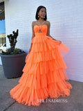 A-line Ball Gown Straps Ruffles Long Prom Dress Evening Gowns lpk912-K|Selinadress