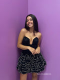 A-line Black Organza Short Prom Dresses Homecoming Dress #SEA056|Selinadress