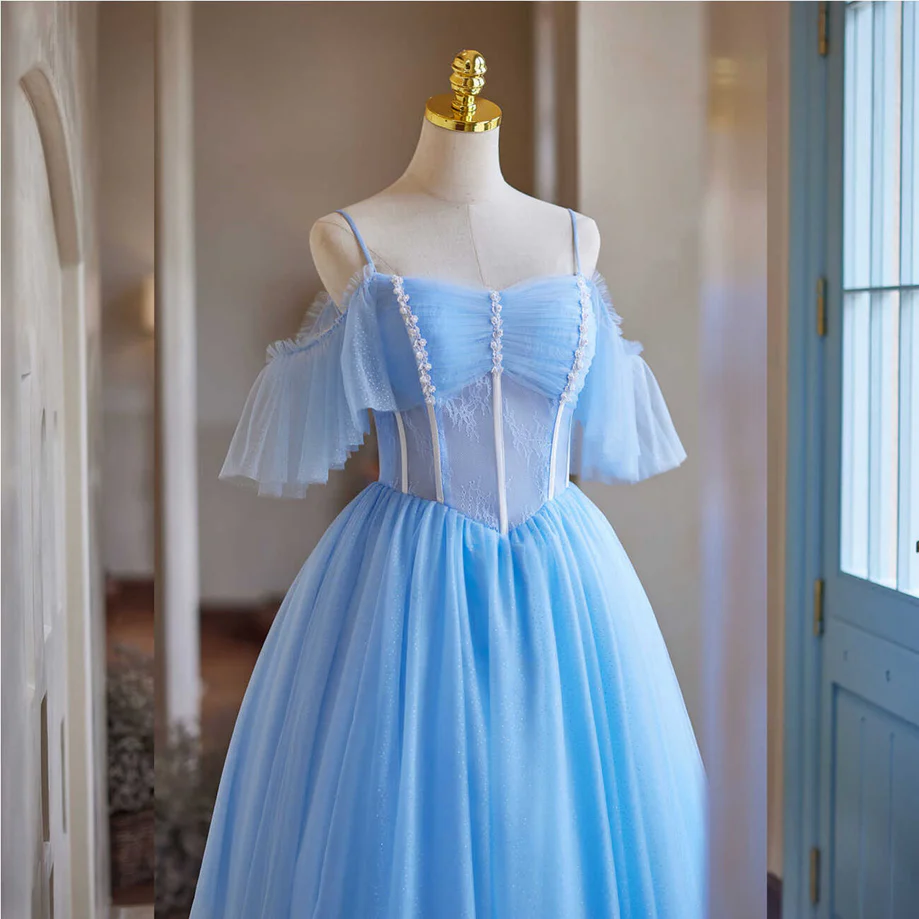 A-line Blue Off Shoulder Beaded Homecoming Dress Prom Dress Cocktail D SELINADRESS A-line Blue Off Shoulder Beaded Homecoming Dress Prom Dress Cocktail D SELINADRESS