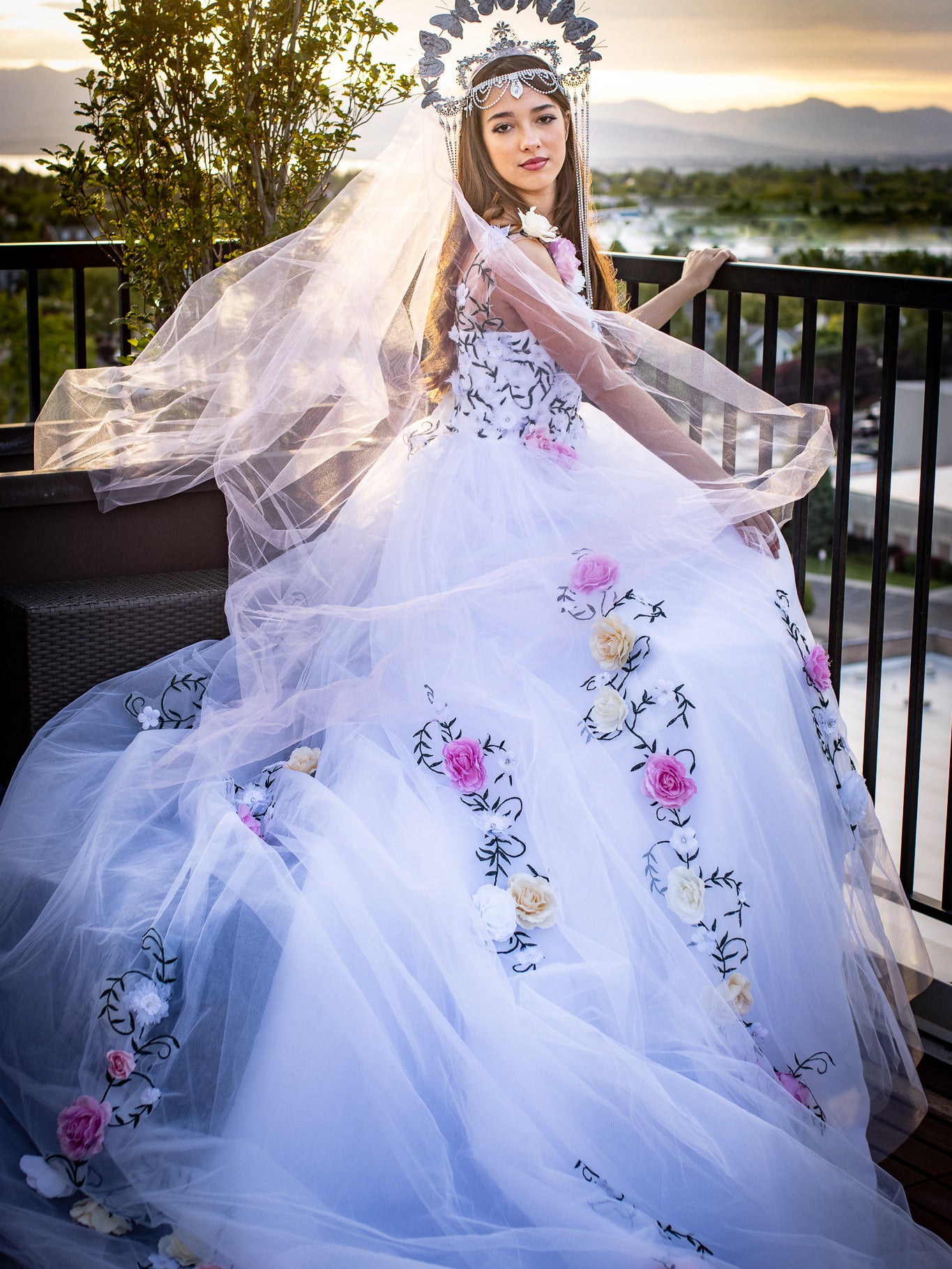 Floral Watercolor Organza Ball Gown Wedding Dress | David's Bridal