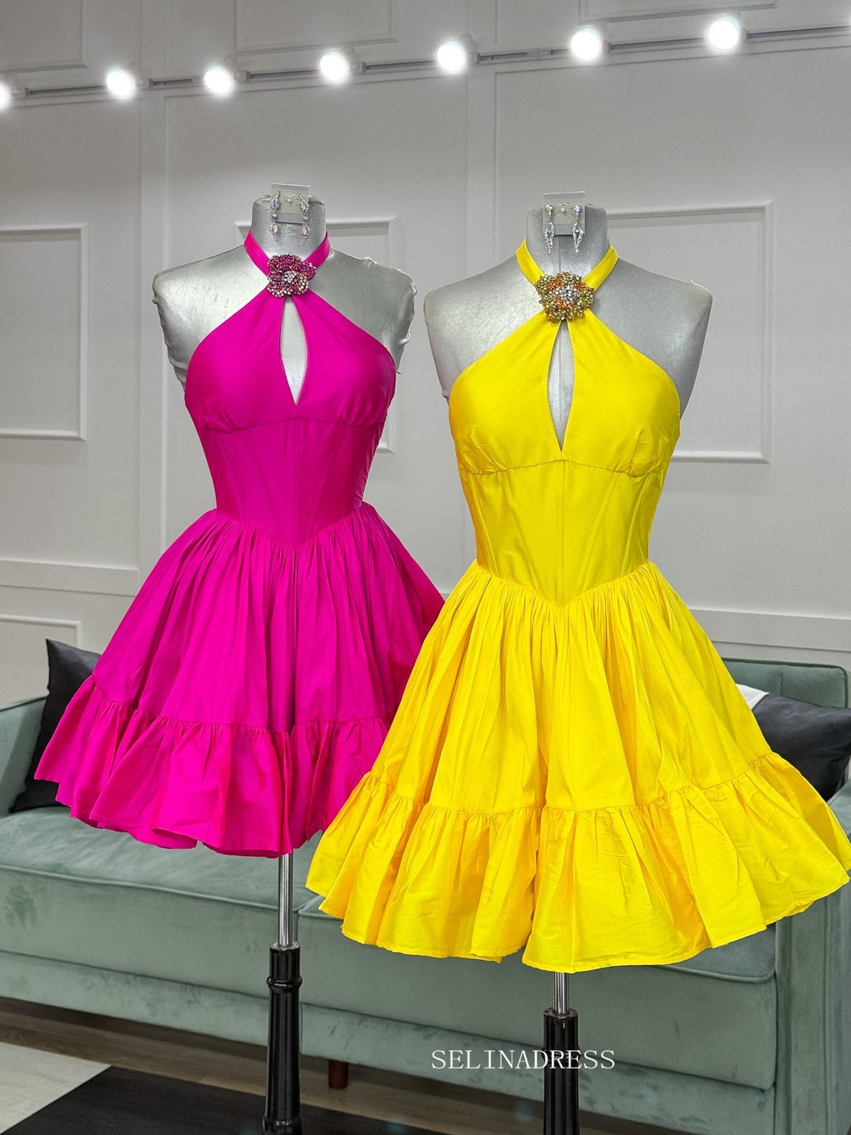 A-line Halter Short Homecoming Dresses Cute Hoco Dress #TKL618|Selinadress