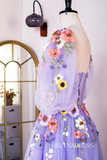 A-line Lavender Floral Long Prom Dresses Charming Evening Gowns SEW0851-P|Selinadress
