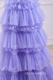 A-line Layers Lace-Up Appliques Lavender  Long Prom Dress lps027|Selinadress