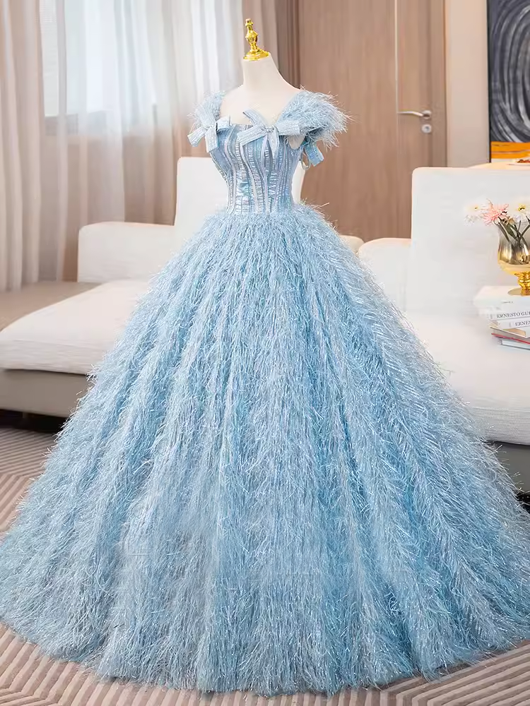 A-line Light Sky Blue Elegant Long Prom Dress Princess Quinceanera TKL SELINADRESS A-line Light Sky Blue Elegant Long Prom Dress Princess Quinceanera TKL SELINADRESS