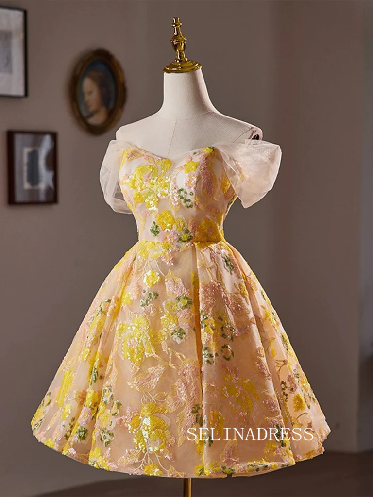 yellow short prom dresses Simple dress, yellow homecoming dress shdress Look beautiful in this stylish Halter Appliqued Yellow Homecoming Dress Short Prom Dress with Beading Belt PD323 Tiered Skirt Yellow Homecoming Dress