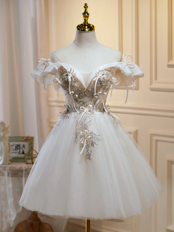 A-line Off-the-shoulder Beaded Homecoming Dress Short Graduation Dress SELINADRESS A-line Off-the-shoulder Beaded Homecoming Dress Short Graduation Dress SELINADRESS