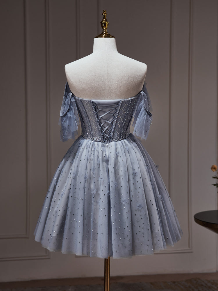 A-line Off-the-shoulder Beaded Unique Blue Short Prom Dress Juniors Ho SELINADRESS A-line Off-the-shoulder Beaded Unique Blue Short Prom Dress Juniors Ho SELINADRESS