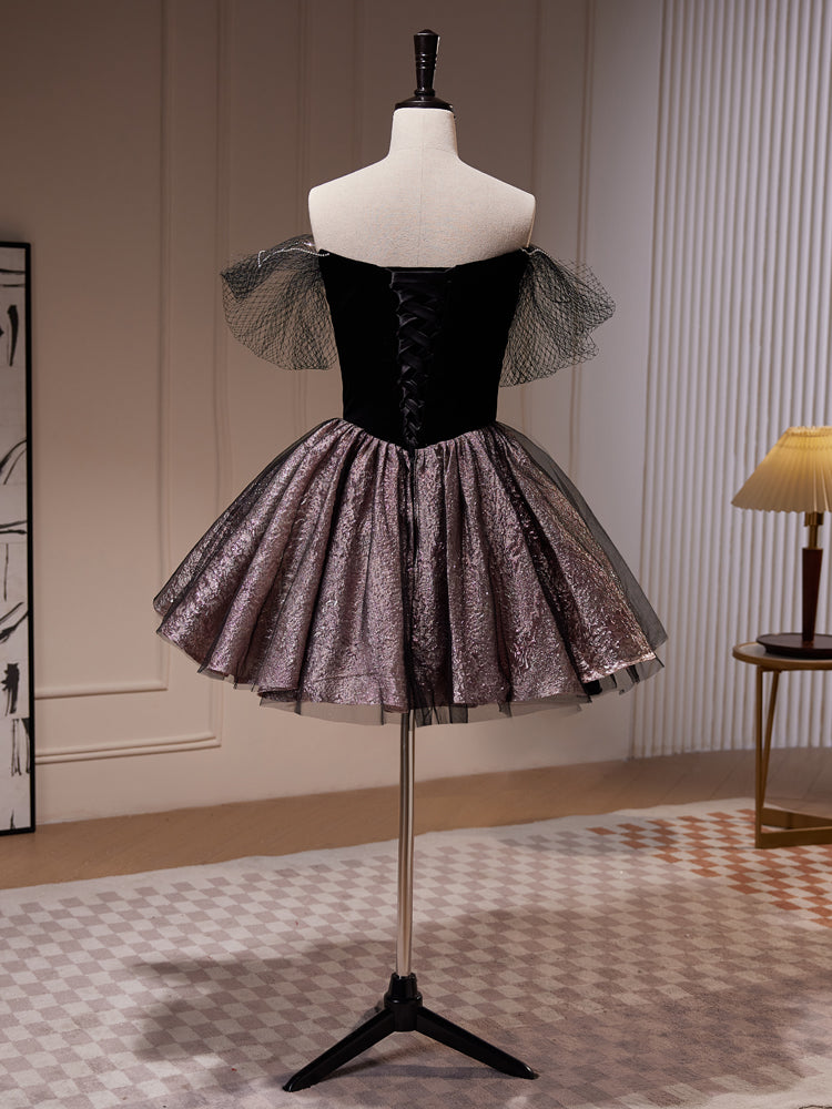 A-line Off The Shoulder Black Homecoming Dress Tulle Short Graduation SELINADRESS A-line Off The Shoulder Black Homecoming Dress Tulle Short Graduation SELINADRESS
