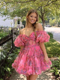 A-line Off-the-shoulder Charming Homecoming Dress Elegant Short Prom Dress SLD002|Selinadress