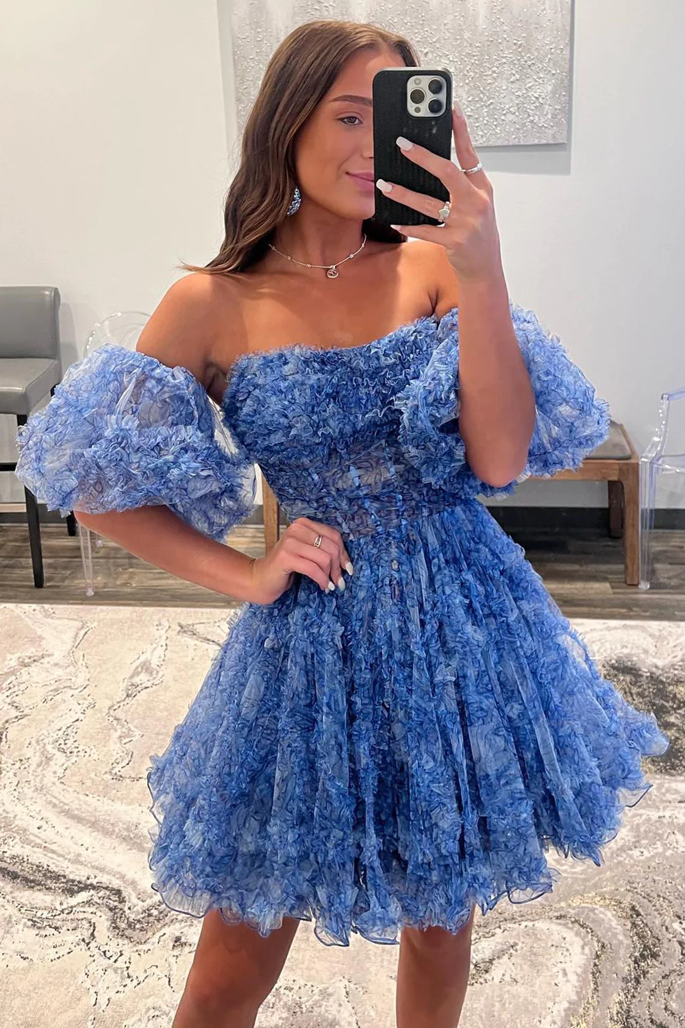 A-line Off-the-shoulder Cheap Short Prom Dress Blue Homecoming Dress kts102 A-line Off-the-shoulder Cheap Short Prom Dress Blue Homecoming Dress kts102