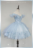 A-line Off-the-shoulder Pink Short Prom Dress Beaded Princess Dress Homecoming Dress kts084|Selinadress