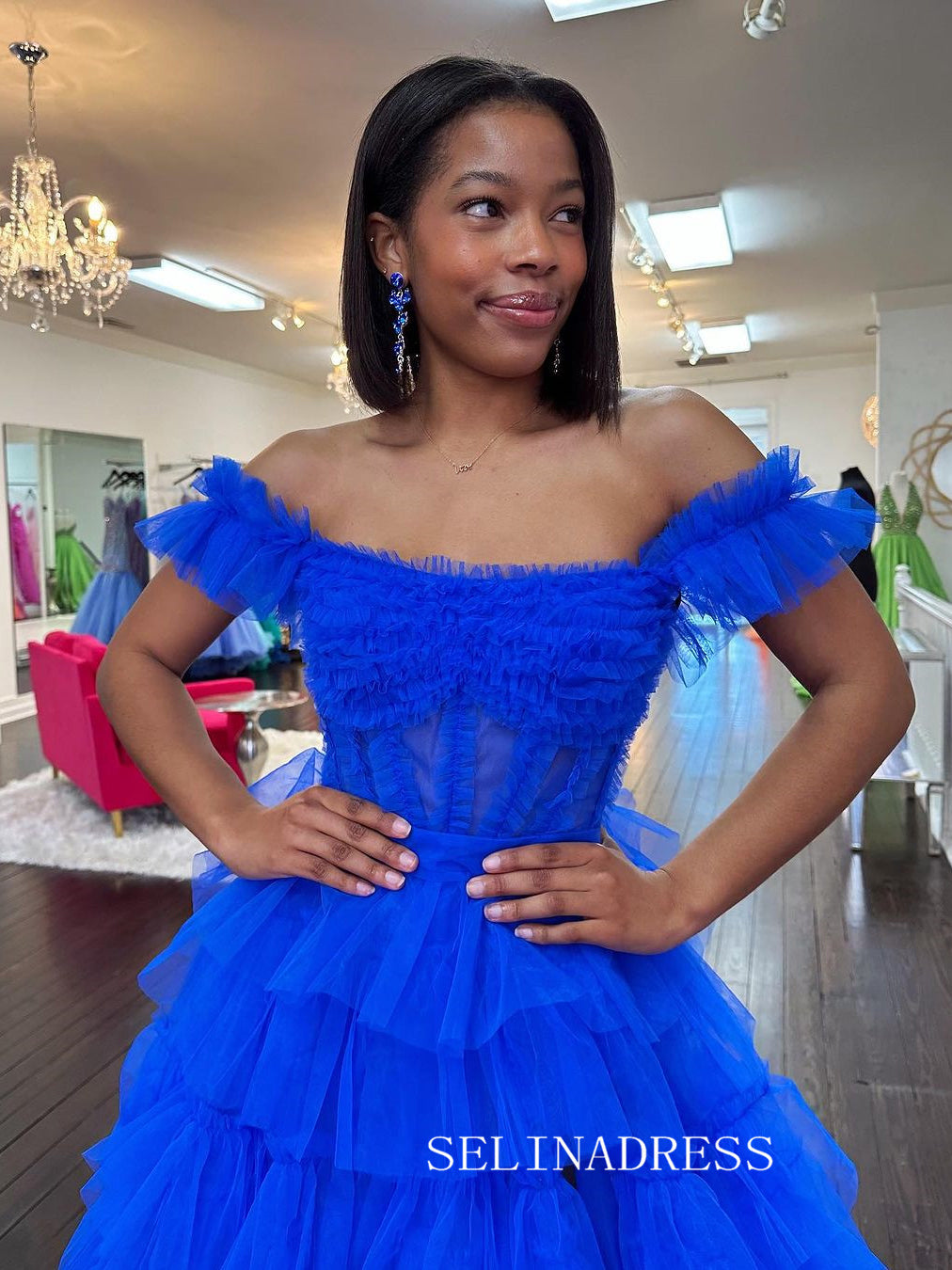 faviana royal blue prom dress Faviana Long A-Line Prom Dress with Beads