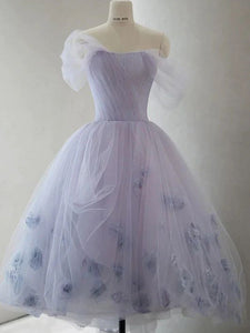 A-line Off-the-shoulder Short Prom Dress Lavender Homecoming Dress kts071|Selinadress
