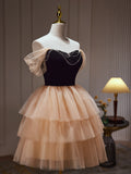 A-line Off-the-shoulder Unique Short Prom Dress Juniors Homecoming Dresses kts013|Selinadress