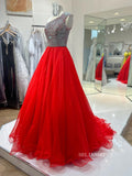 A-line One Shoulder Beaded Long Prom Dress Evening Dress SEW1127|Selinadress