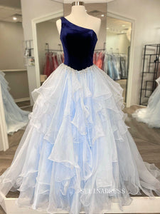 A-line One Shoulder Long Prom Dresses Elegant Evening Gowns Formal Dresses TKS009|Selinadress