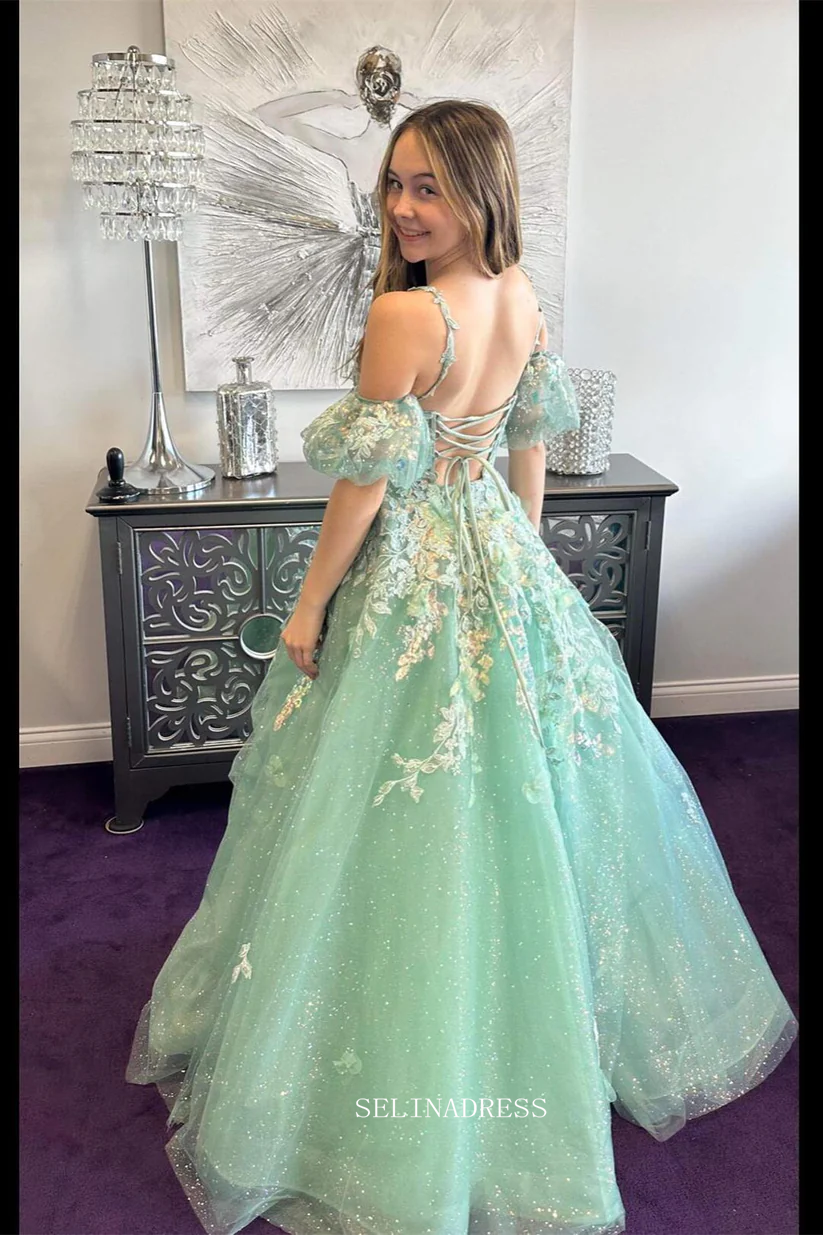 A-Line Plunge V Appliques Long Prom Dress with Detachable Sleeves sew1051 A-Line Plunge V Appliques Long Prom Dress with Detachable Sleeves sew1051
