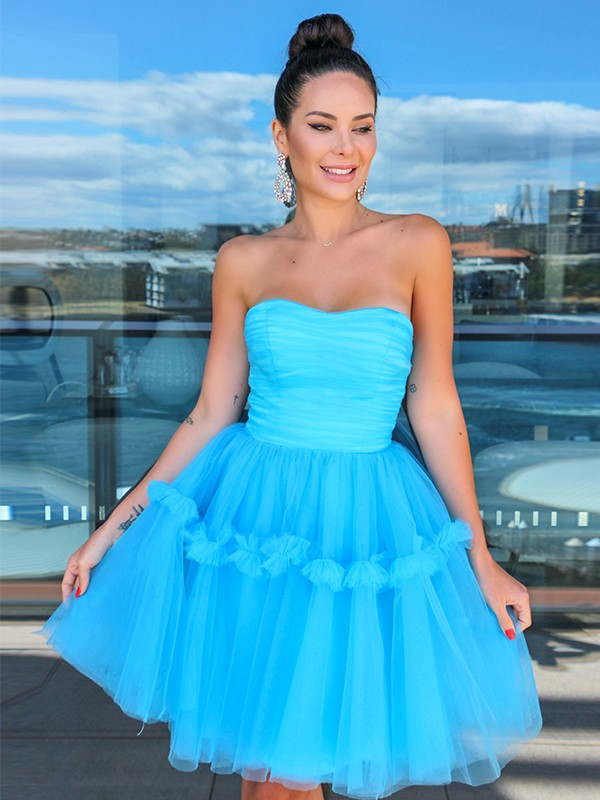 A-Line Princess Strapless Tulle Ruffles Short/Mini Homecoming Dresses SELINADRESS A-Line Princess Strapless Tulle Ruffles Short/Mini Homecoming Dresses SELINADRESS