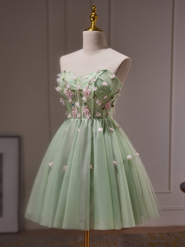 A-line Sage Sweetheart Floral Homecoming Dress Cute Short Graduation Dress KTS010 A-line Sage Sweetheart Floral Homecoming Dress Cute Short Graduation Dress KTS010
