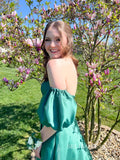 A-line Satin Gorgeous Long Prom Dress Evening Dress With Slit SEW1160|Selinadress